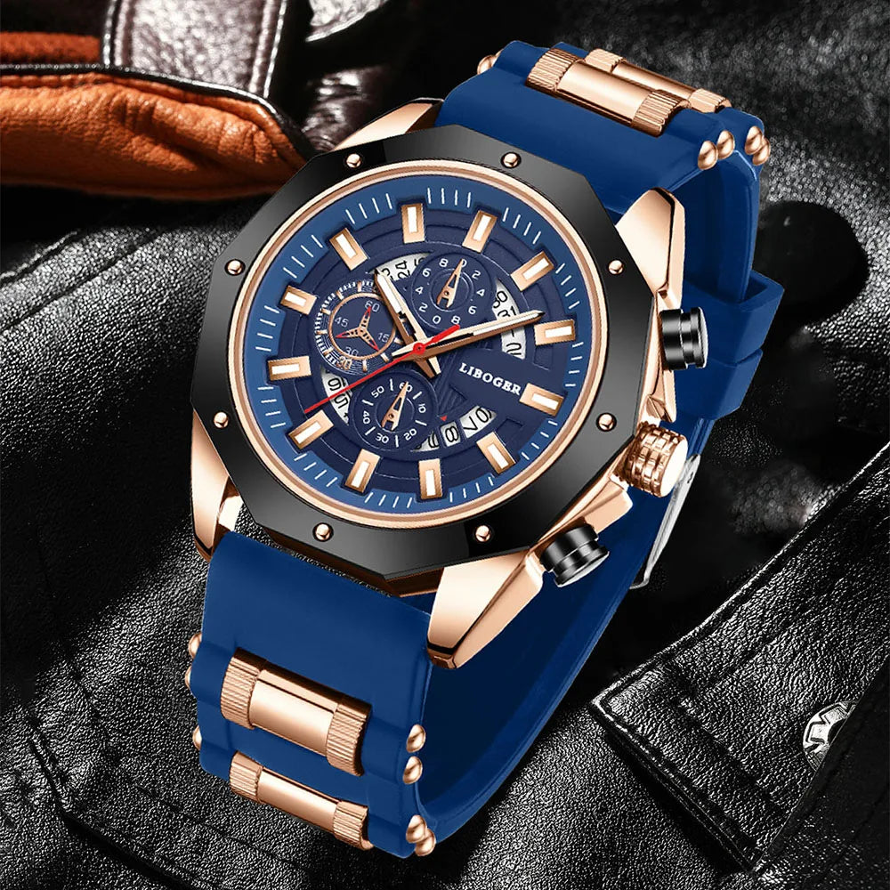 Conjunto de reloj para hombre, 2 uds., moda de negocios, clásico, tres ojos, conjunto de reloj de cuarzo, adecuado para eventos de negocios, ropa a juego