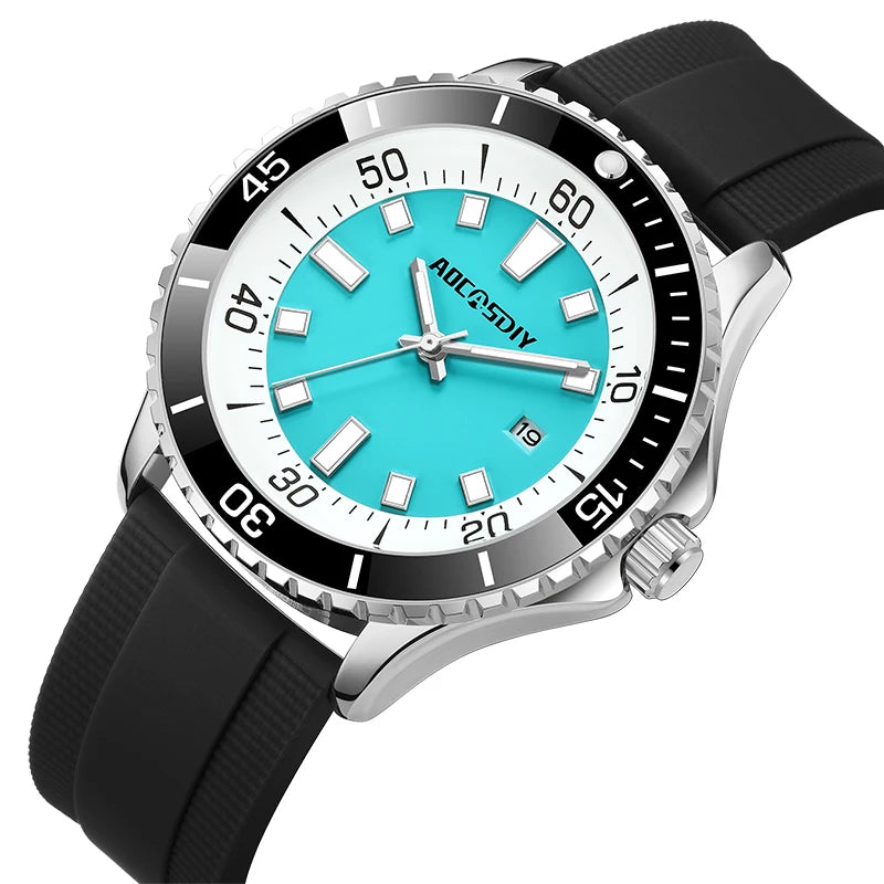 Reloj de pulsera deportivo para hombre, cronógrafo con correa de silicona, resistente al agua, luminoso, para buceo