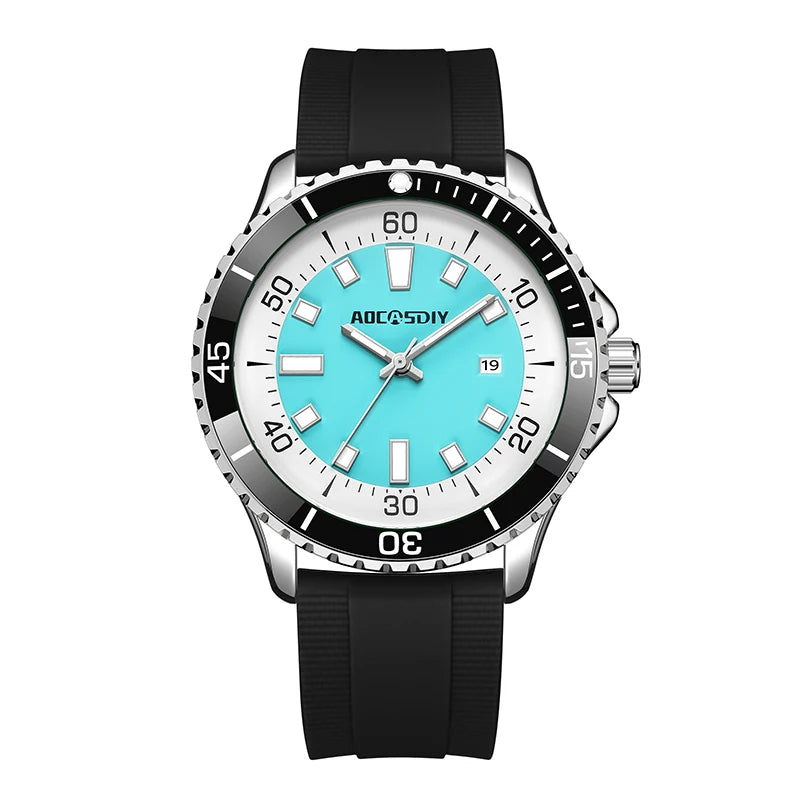 Reloj de pulsera deportivo para hombre, cronógrafo con correa de silicona, resistente al agua, luminoso, para buceo