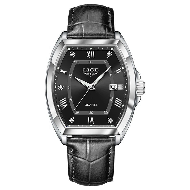 Reloj LIGE para hombre, relojes de cuarzo cuadrados resistentes al agua de lujo de marca superior para hombre, cronógrafo deportivo militar con fecha, relojes masculinos + caja