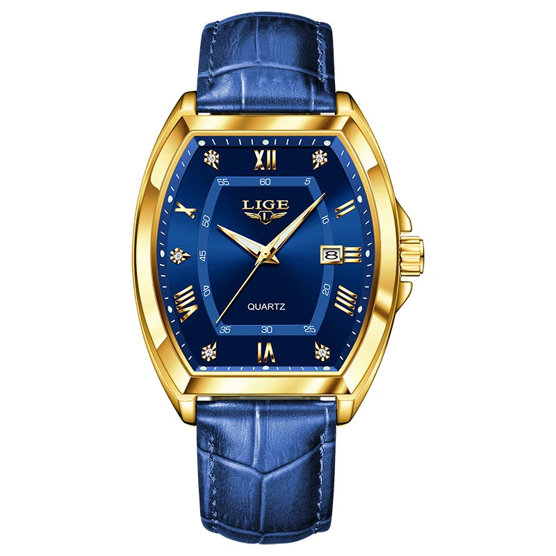 Reloj LIGE para hombre, relojes de cuarzo cuadrados resistentes al agua de lujo de marca superior para hombre, cronógrafo deportivo militar con fecha, relojes masculinos + caja