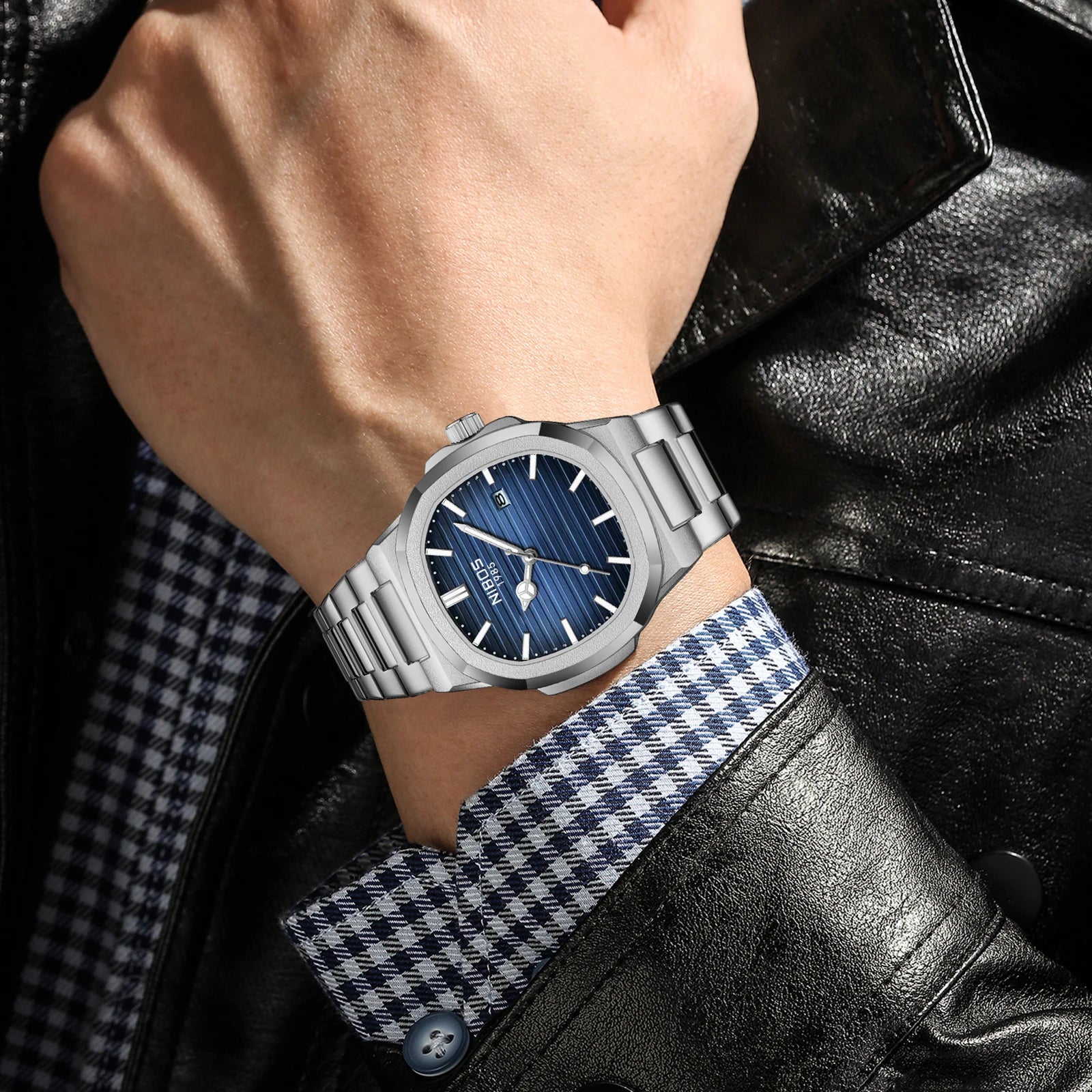 Relojes NIBOSI para hombre, relojes militares analógicos de cuarzo y acero inoxidable para hombre, reloj de pulsera con fecha automática y diseño de moda resistente al agua