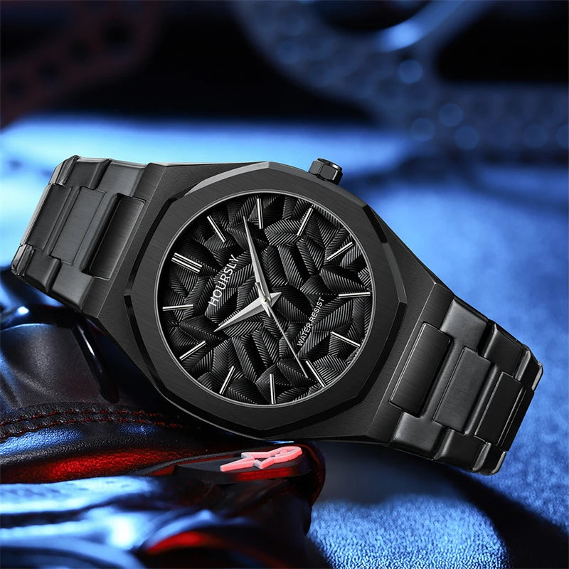 Reloj de pulsera Original de acero inoxidable negro para hombre, reloj clásico de negocios resistente al agua con movimiento japonés, bonito reloj para hombre