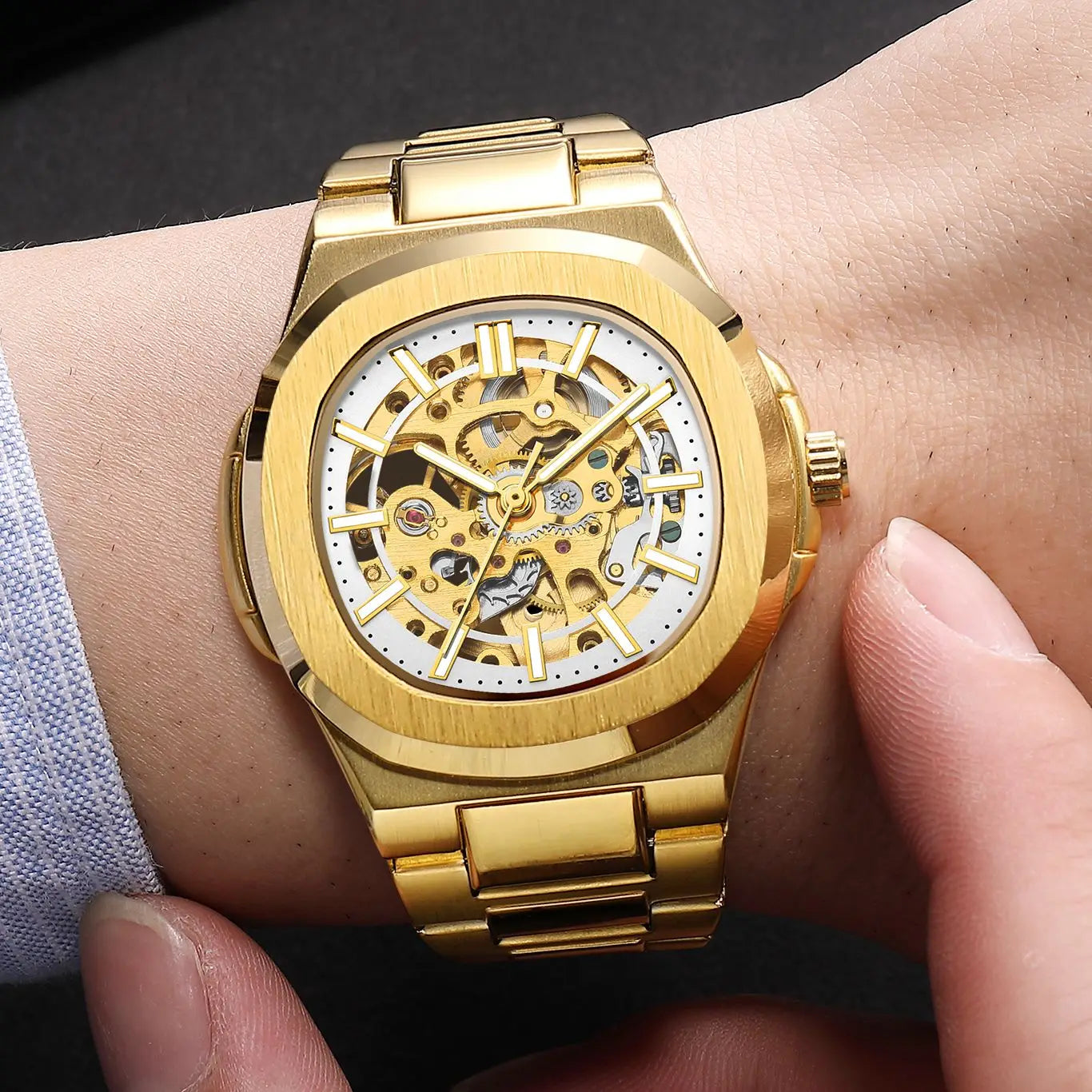Nuevo reloj para hombre, nuevo reloj de negocios de lujo, resistente al agua, relojes con esfera dorada, reloj de pulsera a la moda para hombre, reloj Masculino 2023