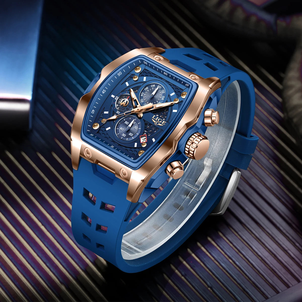 Reloj Masculino LIGE para hombre, reloj de pulsera de cuarzo resistente al agua de lujo, cronógrafo luminoso con fecha, reloj deportivo de silicona, relojes para hombre
