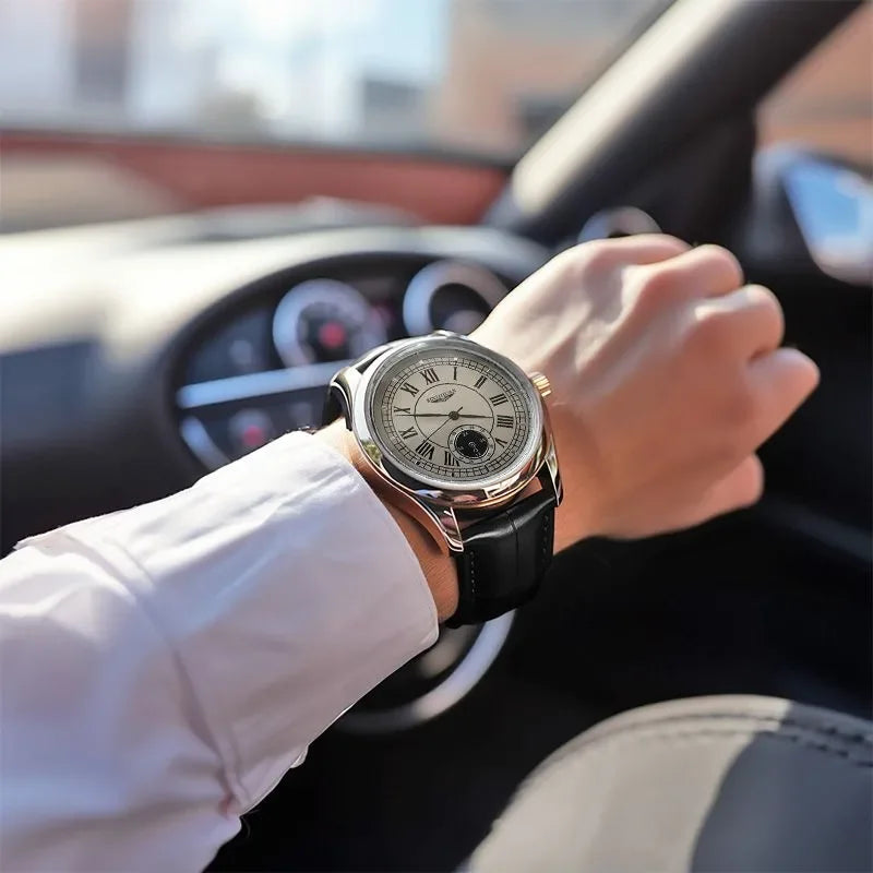 Reloj de pulsera de marca superior para hombre, reloj de negocios de lujo resistente al agua para hombre, reloj de cuarzo, relojes de cuero para hombre, reloj atractivo 2025 nuevo