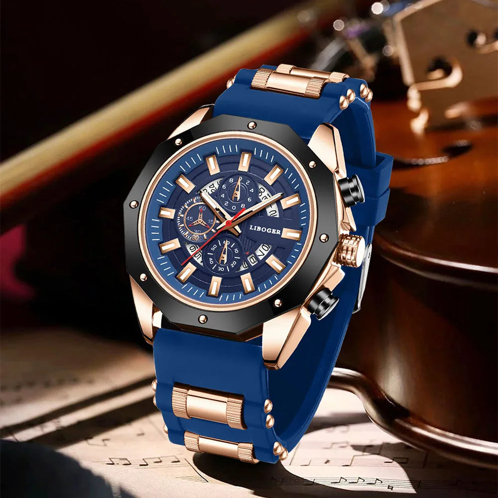 Conjunto de reloj para hombre, 2 uds., moda de negocios, clásico, tres ojos, conjunto de reloj de cuarzo, adecuado para eventos de negocios, ropa a juego