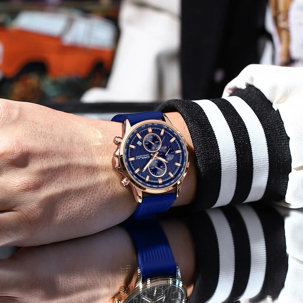 Relojes CRRJU para hombre, correa de silicona de marca superior, reloj de pulsera militar de cuarzo resistente al agua deportivo, reloj Masculino