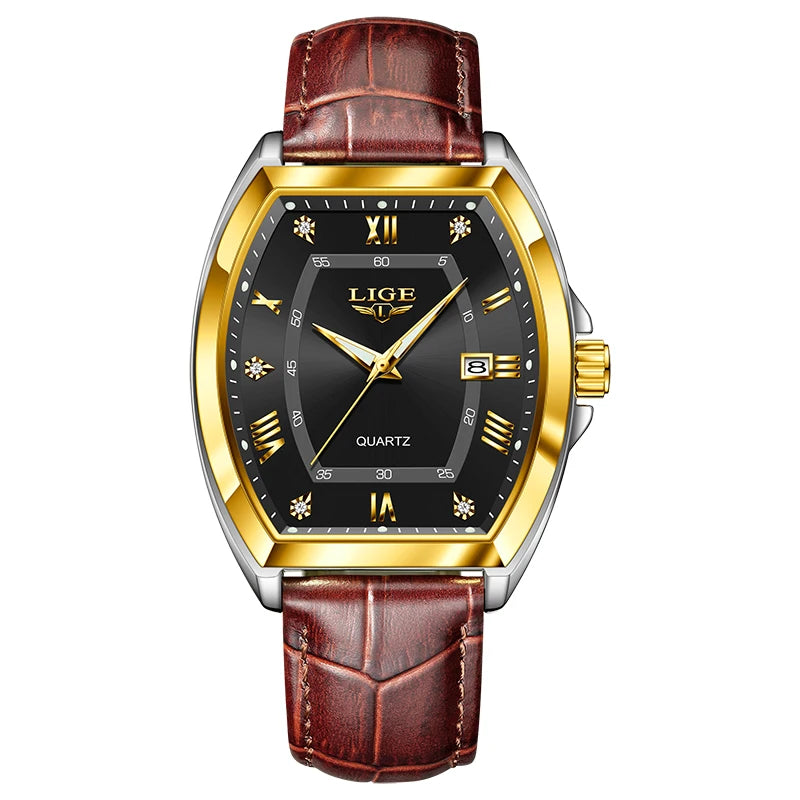 Reloj LIGE para hombre, relojes de cuarzo cuadrados resistentes al agua de lujo de marca superior para hombre, cronógrafo deportivo militar con fecha, relojes masculinos + caja