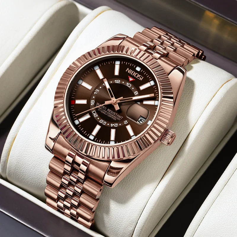 Reloj de buceo NIBOSI de lujo a la moda para hombre, reloj de fecha resistente al agua 30ATM, relojes deportivos, reloj de pulsera de cuarzo para hombre, reloj Masculino