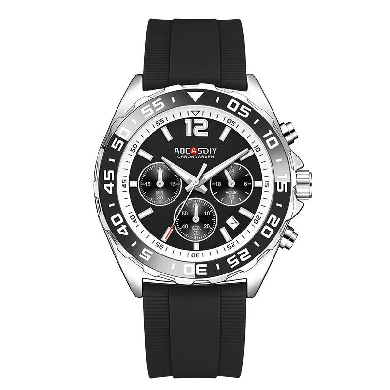 Reloj de cuarzo para hombre, cronógrafo con revestimiento dorado, movimiento japonés, esfera negra y verde