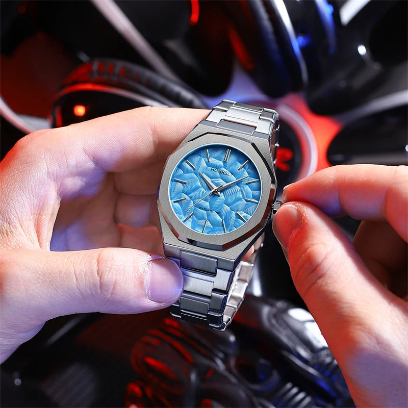 Reloj de pulsera Original de acero inoxidable negro para hombre, reloj clásico de negocios resistente al agua con movimiento japonés, bonito reloj para hombre