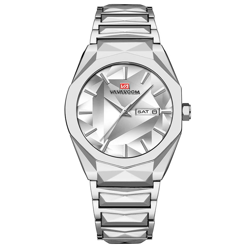 Reloj para hombre, negocios y ocio, calendario doble, resistente al agua, correa de acero inoxidable, esfera que cambia de Color, reloj de cuarzo, regalo