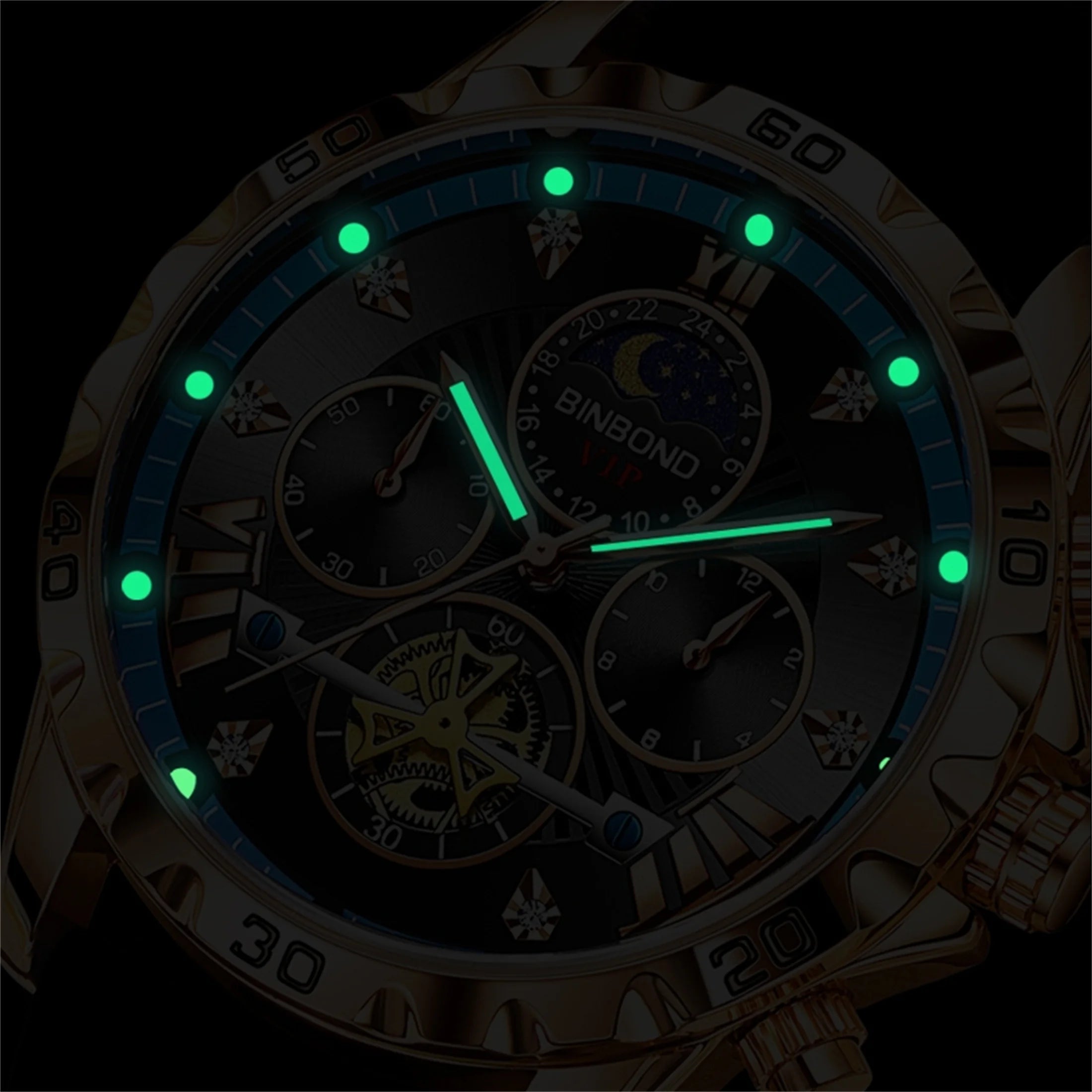 Reloj cronógrafo de moda para hombre, resistente al agua 30M, calendario, función de fecha, esfera de diamantes de imitación, deportivo, goma, cuarzo, regalo 3103