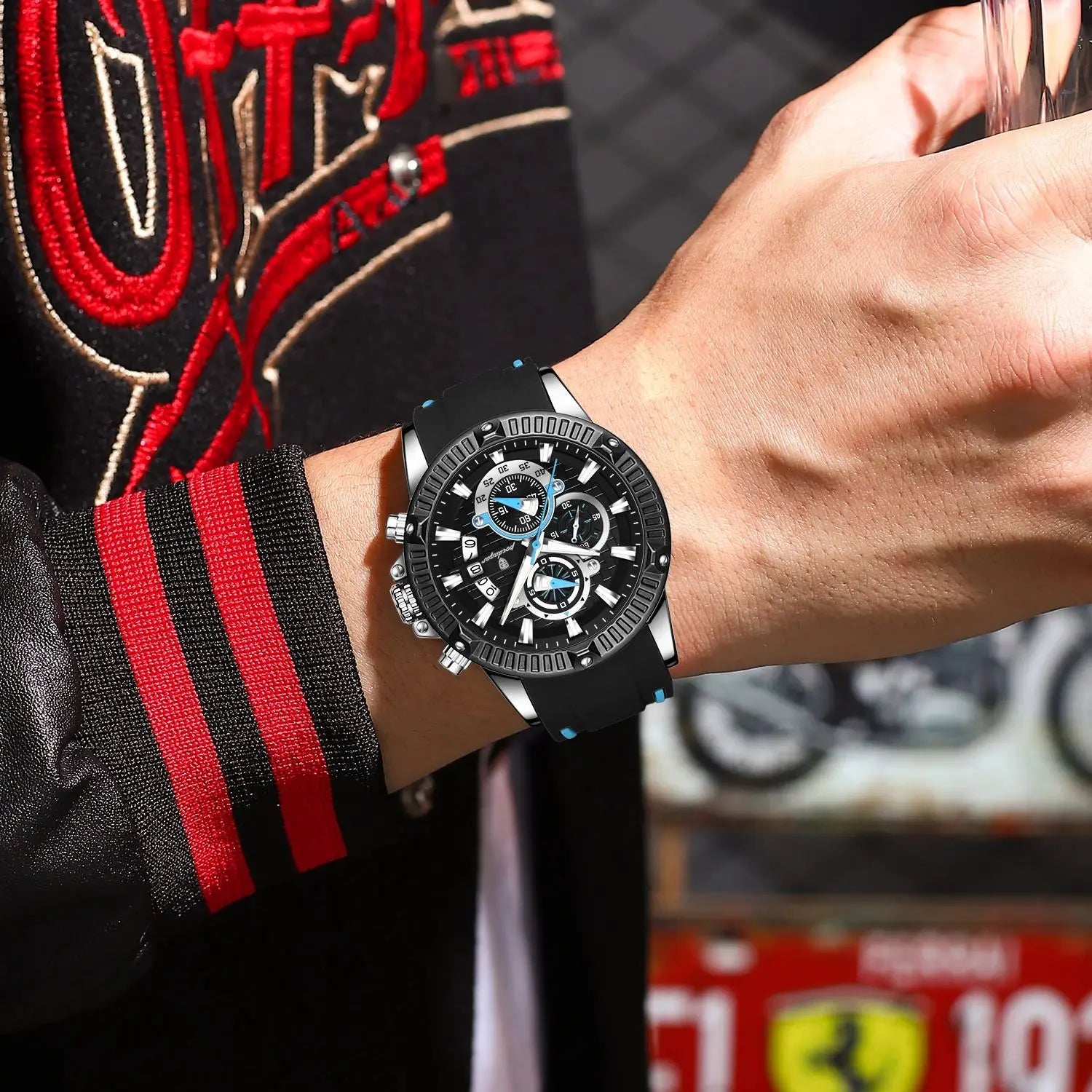 POEDAGAR, reloj de pulsera a la moda para hombre, cronógrafo con fecha, reloj luminoso resistente al agua para hombre, correa de silicona, relojes deportivos de cuarzo para hombre