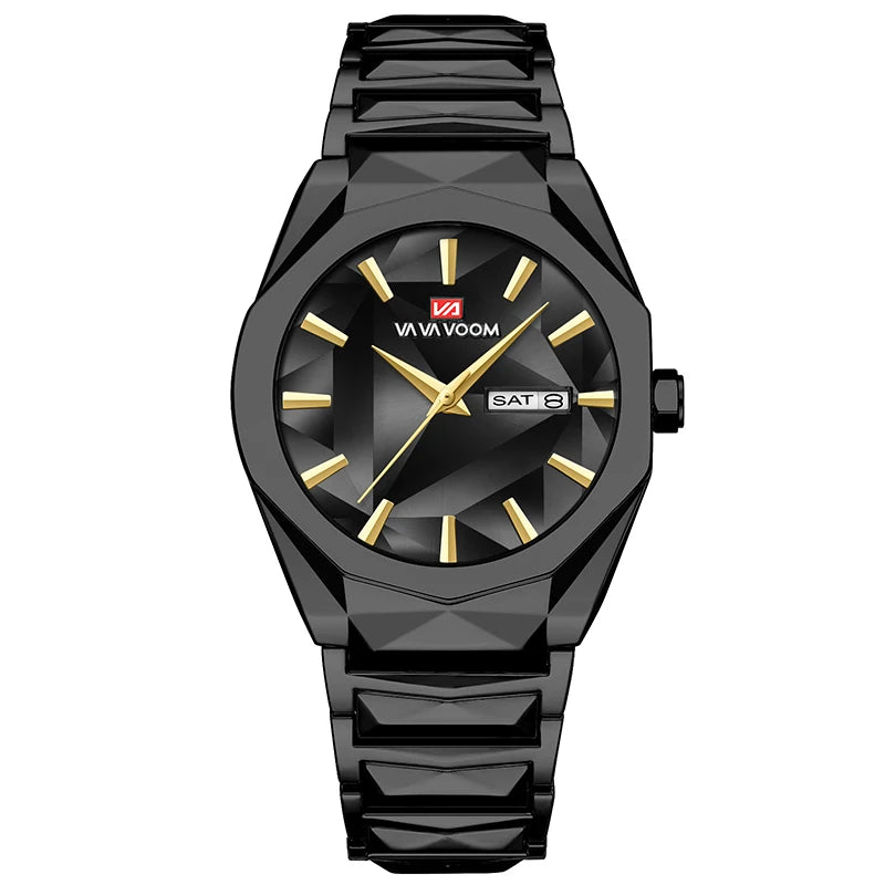 Reloj para hombre, negocios y ocio, calendario doble, resistente al agua, correa de acero inoxidable, esfera que cambia de Color, reloj de cuarzo, regalo