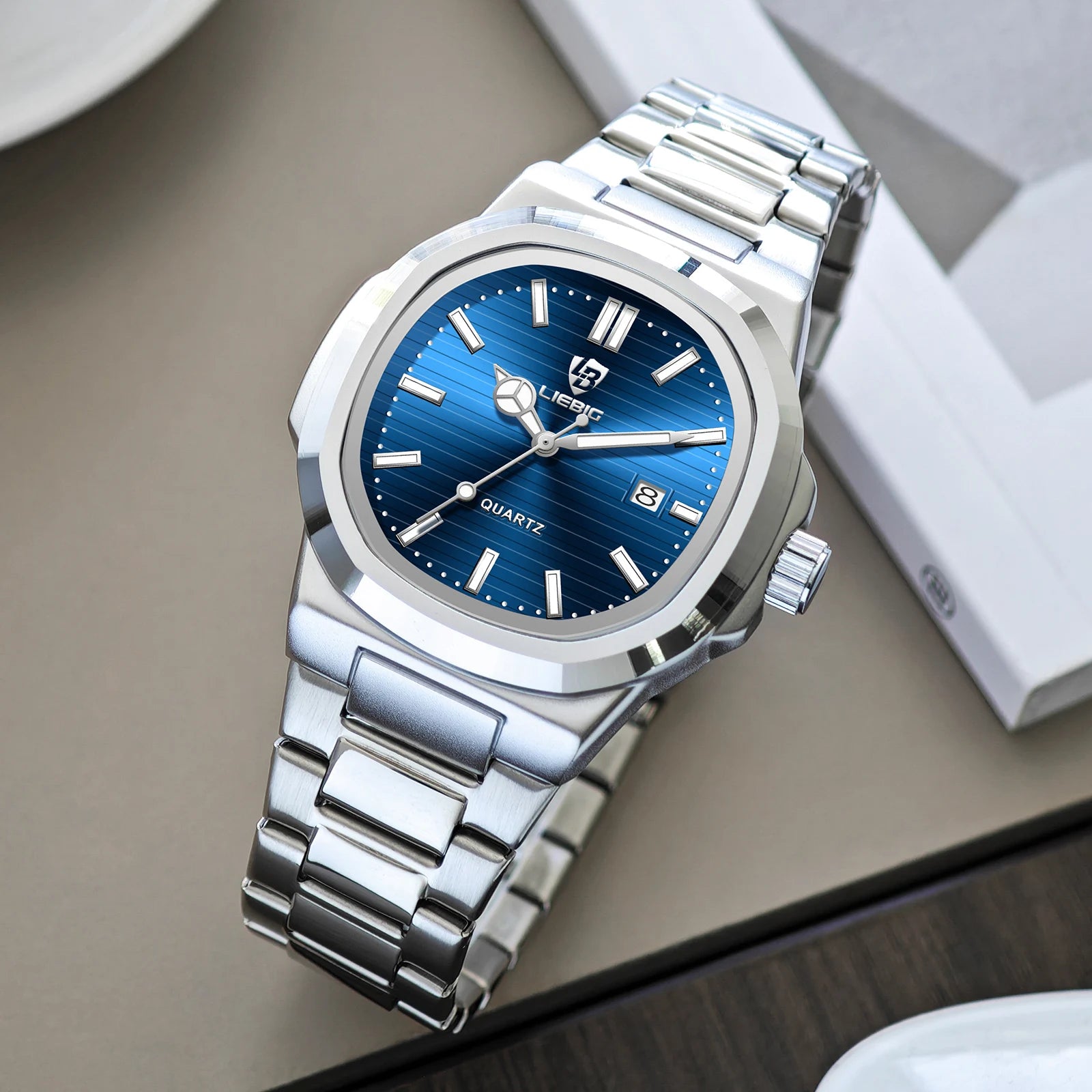 Reloj de cuarzo de lujo LIEBIG para Hombre, Reloj de pulsera resistente al agua de acero inoxidable para negocios, Reloj Simple de moda para Hombre, Reloj para Hombre