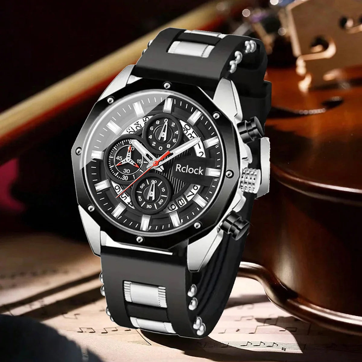 [Reloj de cuarzo analógico para hombre de moda] Reloj deportivo informal para hombre con correa de silicona, pantalla de calendario, ideal para el día de San Valentín para hombre,