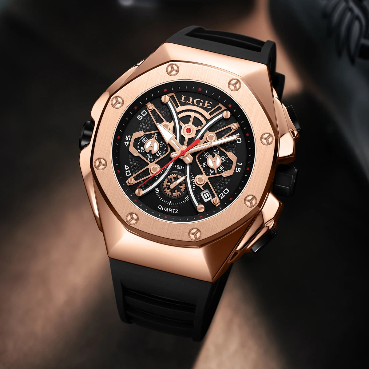 Reloj LIGE, nuevo Reloj de lujo para hombre, relojes de cuarzo para hombre, Reloj luminoso resistente al agua para hombre, Reloj de pulsera deportivo con cronógrafo y fecha