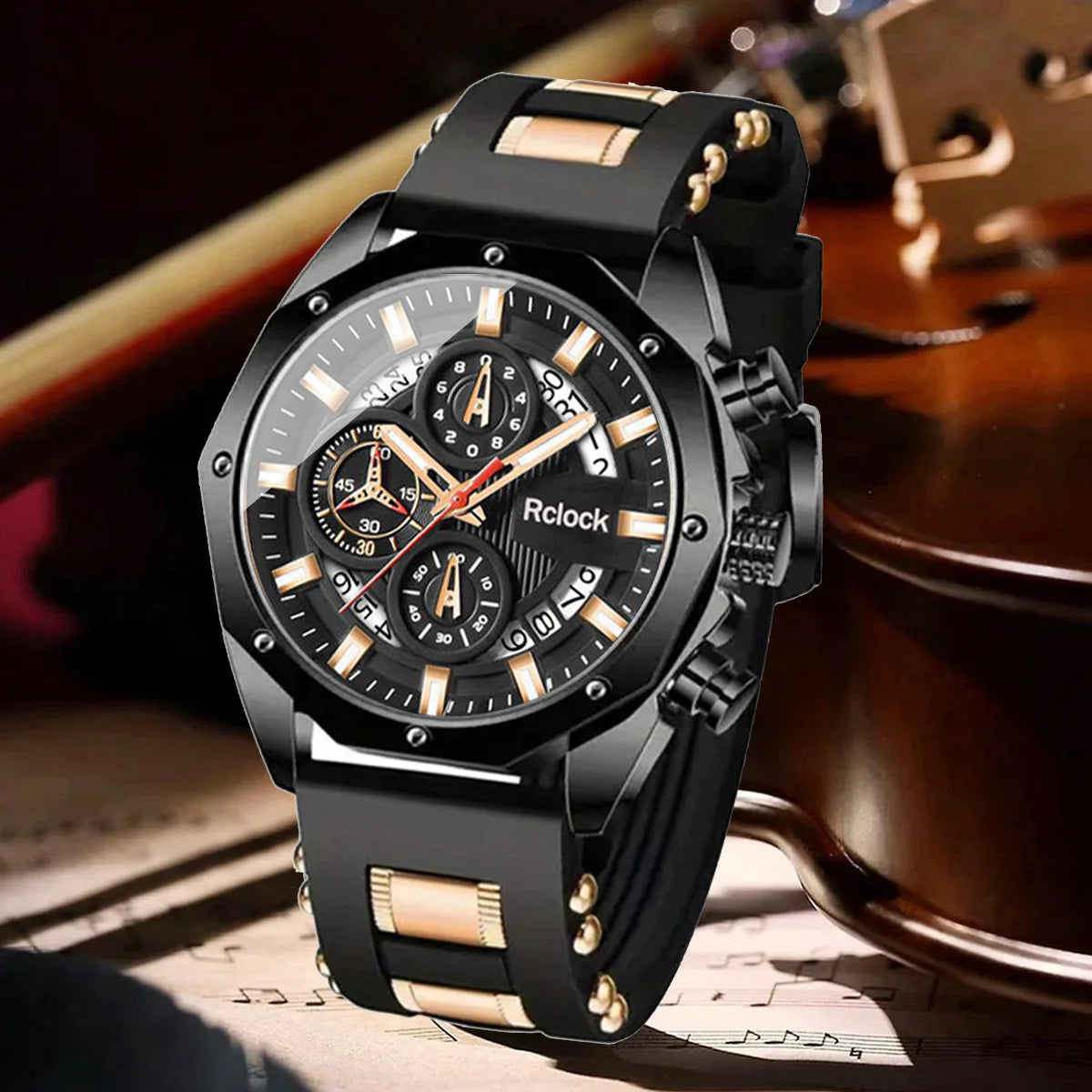 [Reloj de cuarzo analógico para hombre de moda] Reloj deportivo informal para hombre con correa de silicona, pantalla de calendario, ideal para el día de San Valentín para hombre,