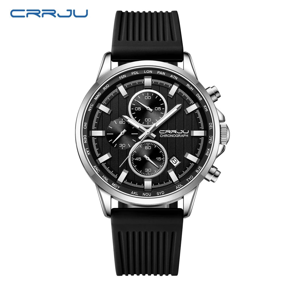 Relojes CRRJU para hombre, correa de silicona de marca superior, reloj de pulsera militar de cuarzo resistente al agua deportivo, reloj Masculino