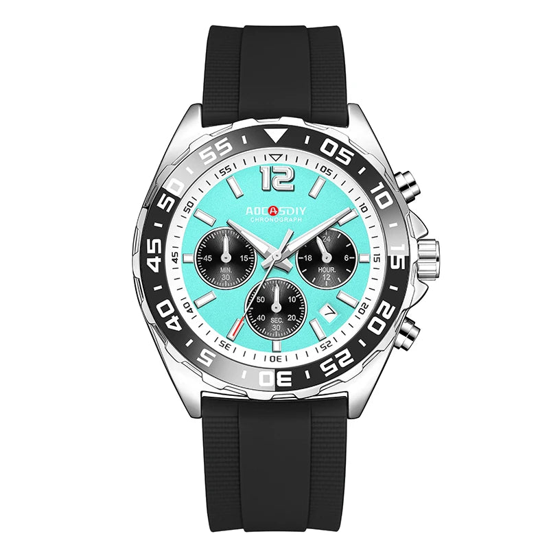 Reloj de cuarzo para hombre, cronógrafo con revestimiento dorado, movimiento japonés, esfera negra y verde