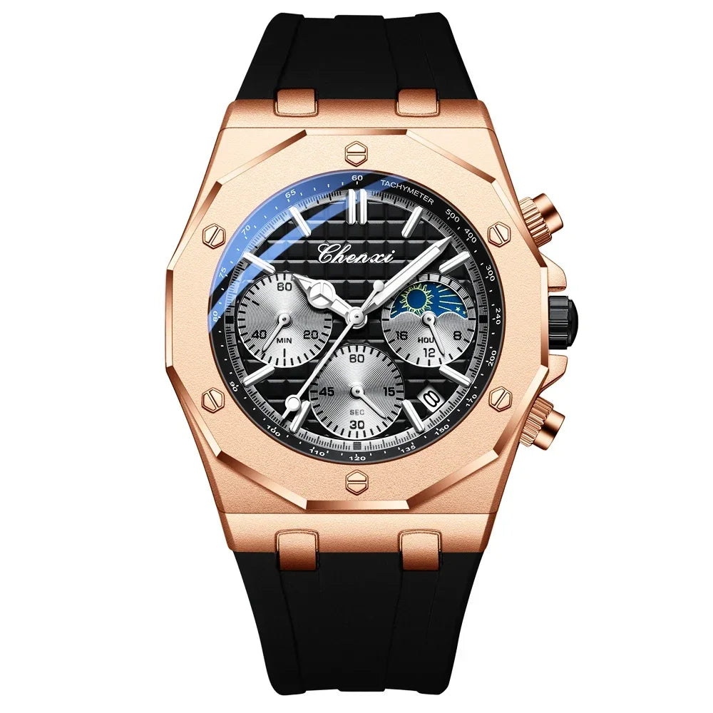CHENXI 968 relojes de lujo para hombre, relojes de pulsera deportivos a la moda, cronógrafo masculino de cuarzo, reloj de silicona para hombre, reloj luminoso Masculino