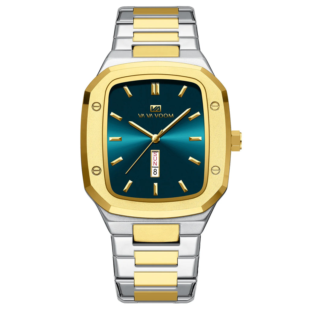 Nuevo reloj para hombre, calendario de negocios a la moda, resistente al agua, reloj de cuarzo Rectangular de acero inoxidable para hombre, relojes