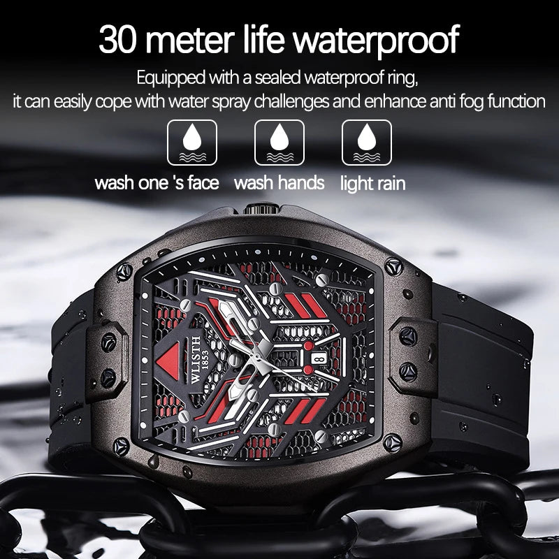 CQ350 Reloj casual y de moda para hombre, calendarios deportivos geniales, relojes de cuarzo impermeables, regalos de reloj de alta gama, relojes para hombre
