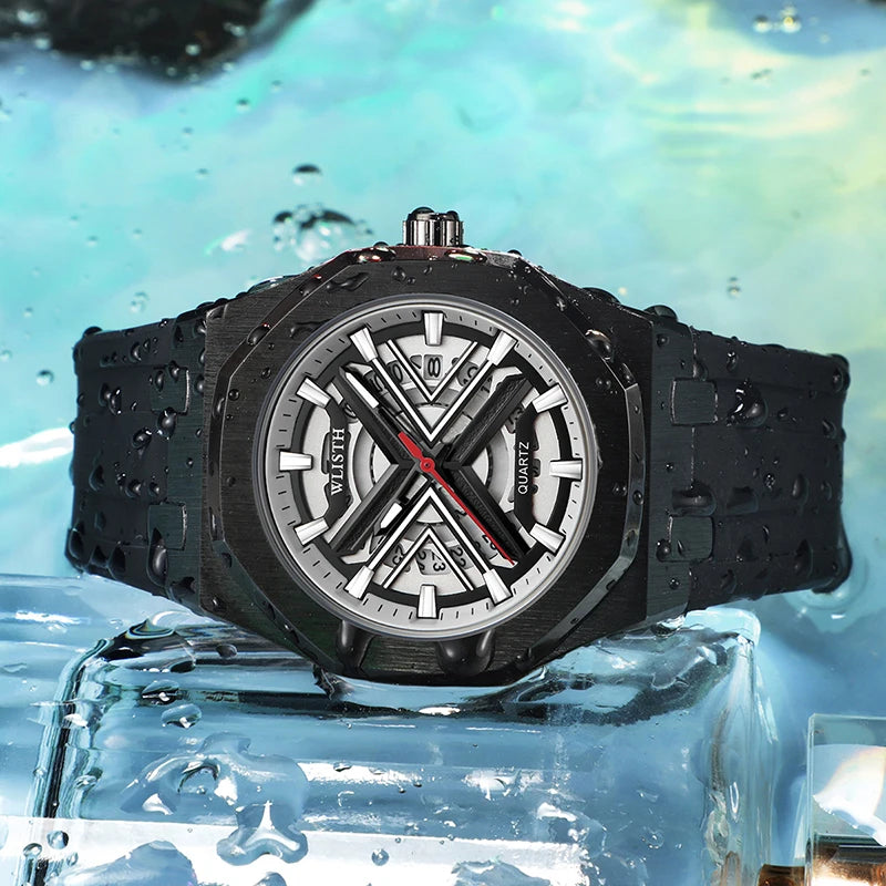 2025 nuevos relojes de moda para Hombre, Reloj de cuarzo con Esfera Grande de lujo, correa de silicona informal, relojes deportivos para Hombre, Reloj para Hombre + caja