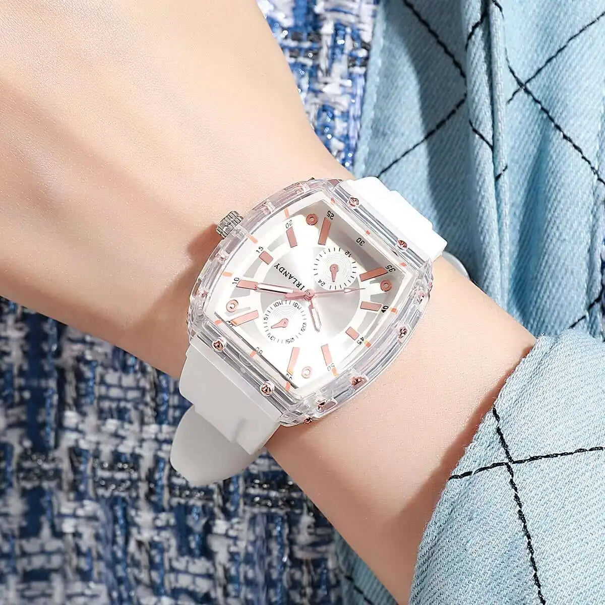Relojes de moda para Mujer, relojes de pulsera de cuarzo analógicos informales con banda de silicona para Mujer, Reloj para Mujer (sin caja)