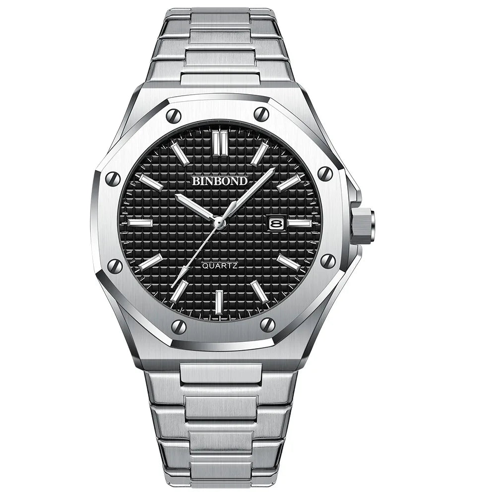 Reloj de hombre de negocios octogonal de alta gama con tornillos reloj de moda masculino resistente al agua relojes de cuarzo regalo