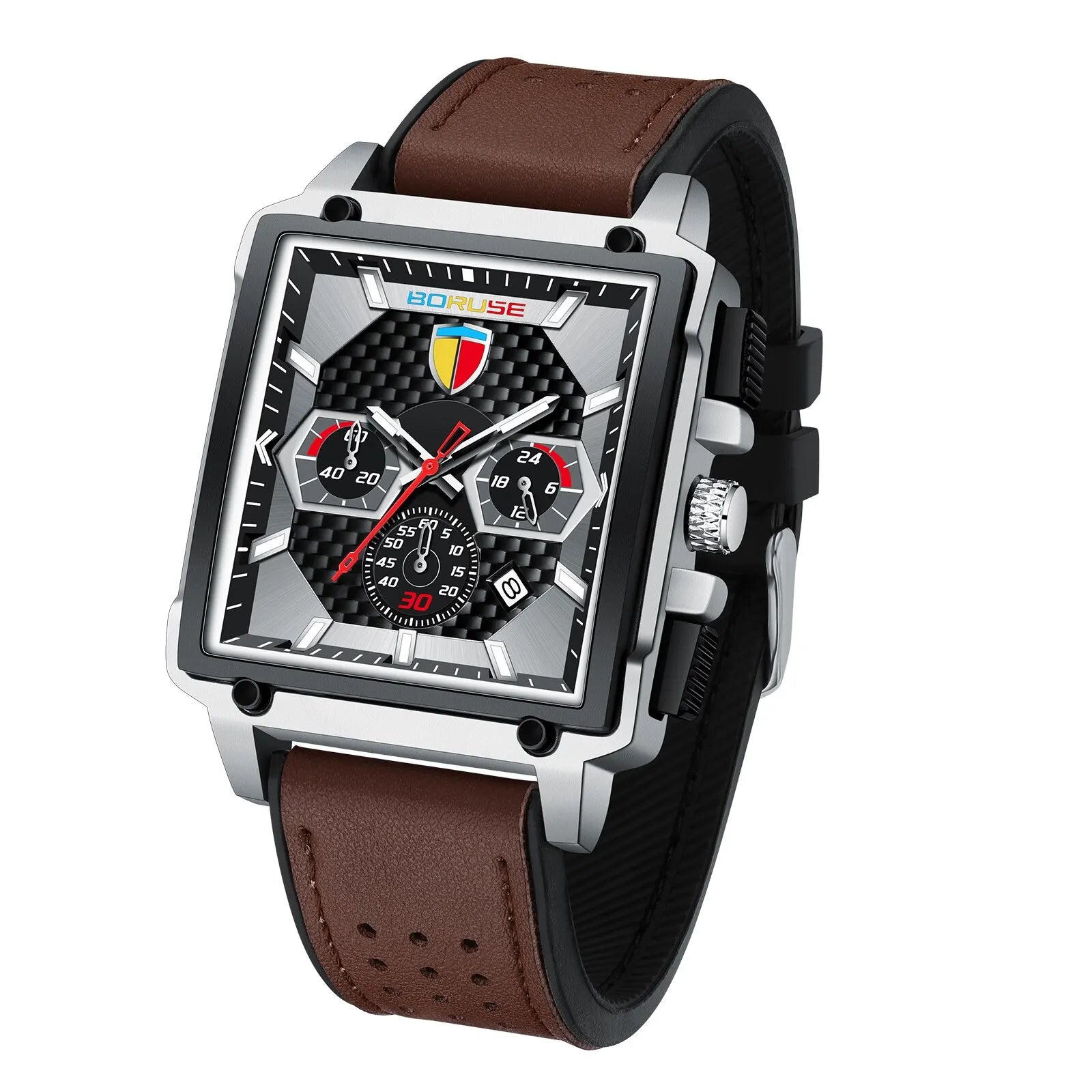 BORUSE-reloj de cuarzo deportivo para hombre, cronógrafo de pulsera, resistente al agua, con fecha, marca superior de negocios, de lujo, con caja