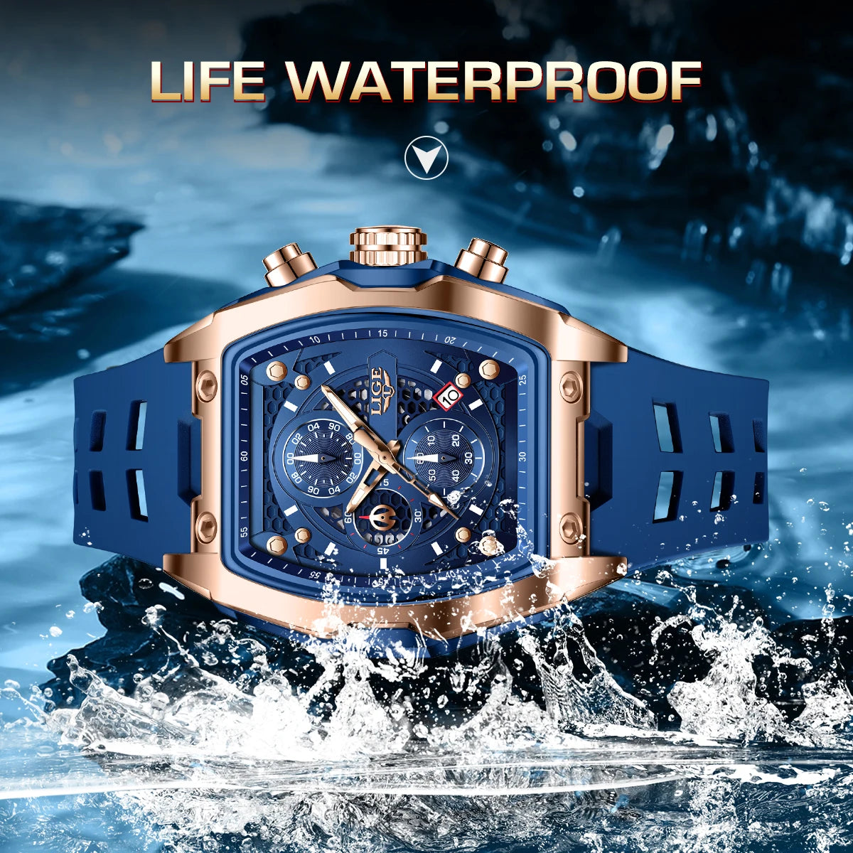 Reloj Masculino LIGE para hombre, reloj de pulsera de cuarzo resistente al agua de lujo, cronógrafo luminoso con fecha, reloj deportivo de silicona, relojes para hombre
