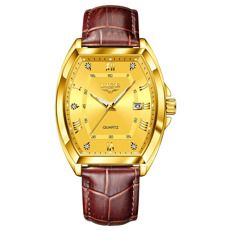 Reloj LIGE para hombre, relojes de cuarzo cuadrados resistentes al agua de lujo de marca superior para hombre, cronógrafo deportivo militar con fecha, relojes masculinos + caja