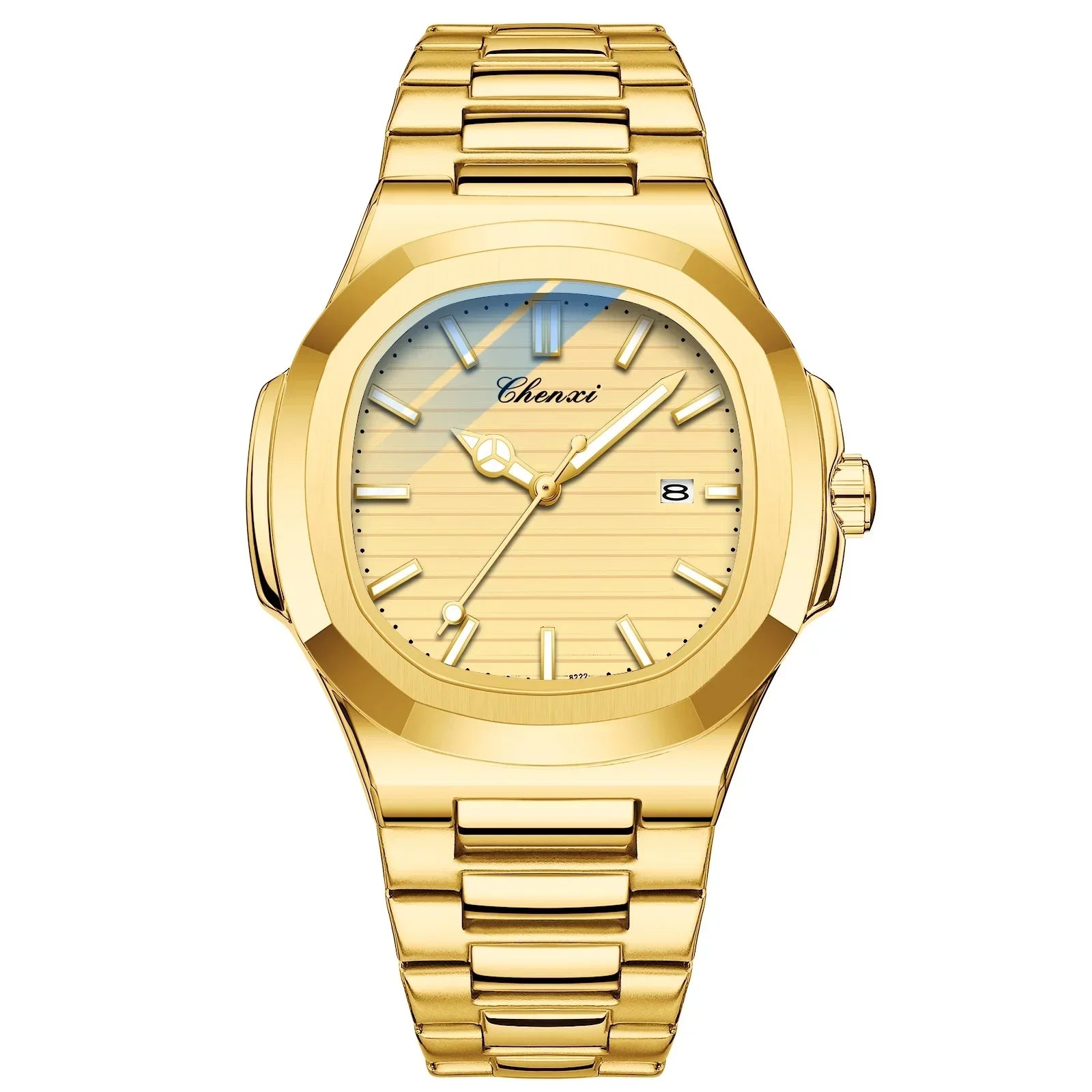 CHENXI, reloj informal para hombre, marca superior, moda, esfera cuadrada, calendario, relojes de pulsera de cuarzo, reloj masculino resistente al agua de acero inoxidable