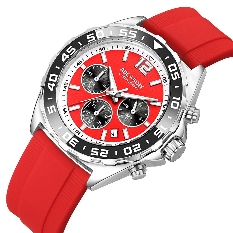 Reloj de cuarzo para hombre, cronógrafo con revestimiento dorado, movimiento japonés, esfera negra y verde