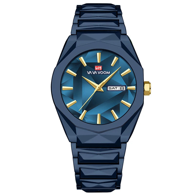 Reloj para hombre, negocios y ocio, calendario doble, resistente al agua, correa de acero inoxidable, esfera que cambia de Color, reloj de cuarzo, regalo