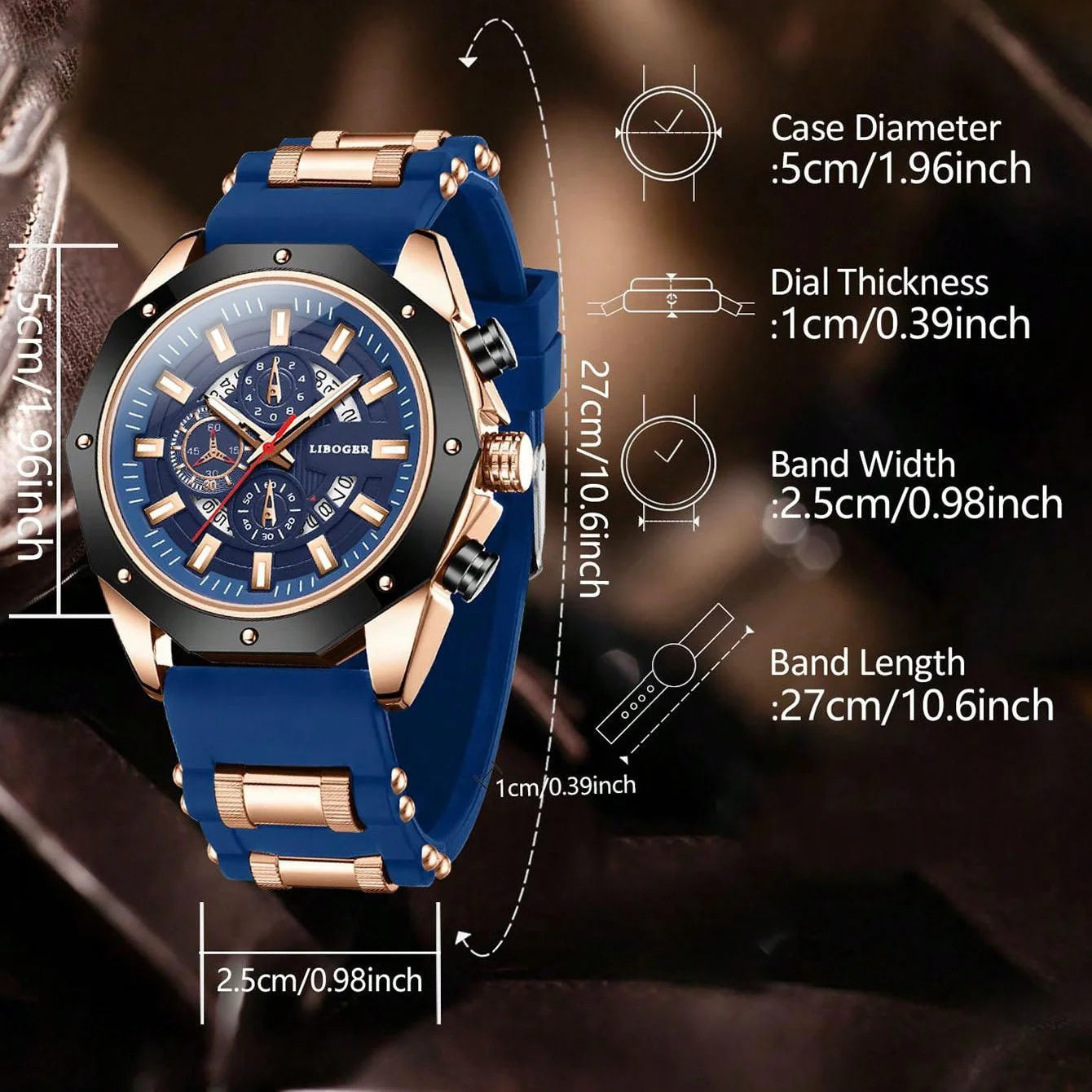 Reloj deportivo de silicona de negocios para hombres, moderno y popular, reloj de pulsera de cuarzo con esfera grande y calendario automático de alta gama para hombres.