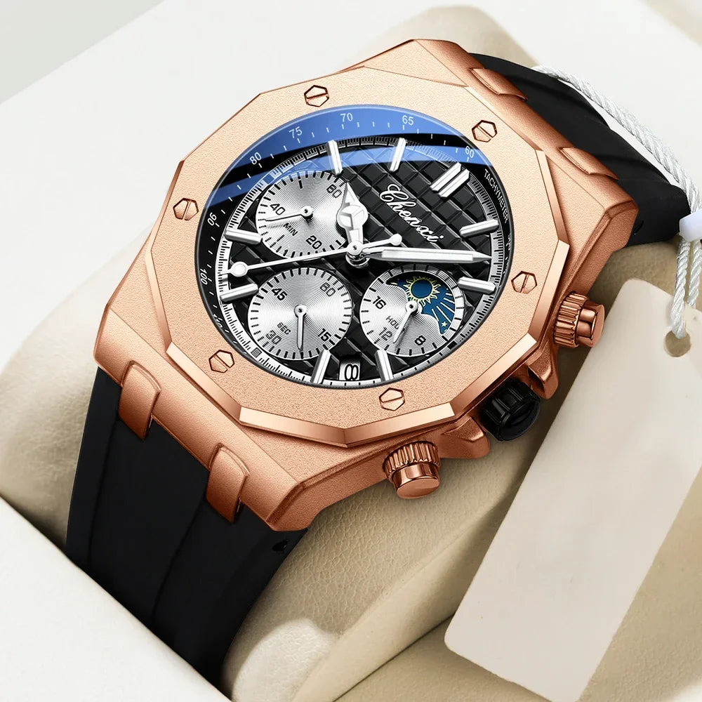 CHENXI 968 relojes de lujo para hombre, relojes de pulsera deportivos a la moda, cronógrafo masculino de cuarzo, reloj de silicona para hombre, reloj luminoso Masculino