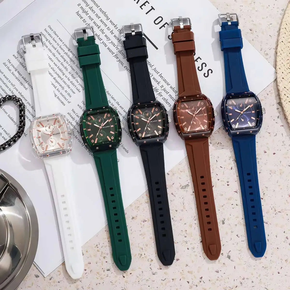 Relojes de moda para Mujer, relojes de pulsera de cuarzo analógicos informales con banda de silicona para Mujer, Reloj para Mujer (sin caja)