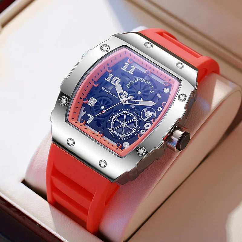 Nuevos relojes de lujo a la moda para hombre, reloj de cuarzo informal de gelatina de silicona grande para regalos, relojes de pulsera masculinos