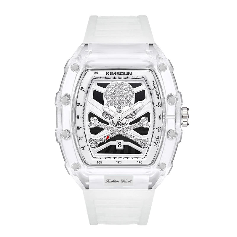 UTHAI-reloj deportivo de cuarzo para hombre, cronógrafo con forma de cubo de vino, Calavera personalizada, transparente, a la moda