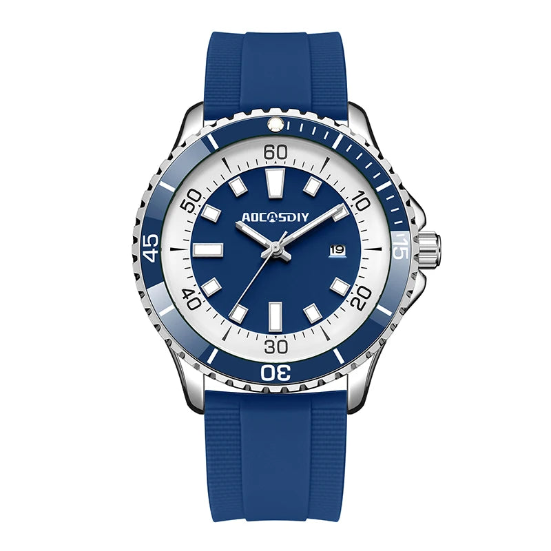 Reloj de pulsera deportivo para hombre, cronógrafo con correa de silicona, resistente al agua, luminoso, para buceo