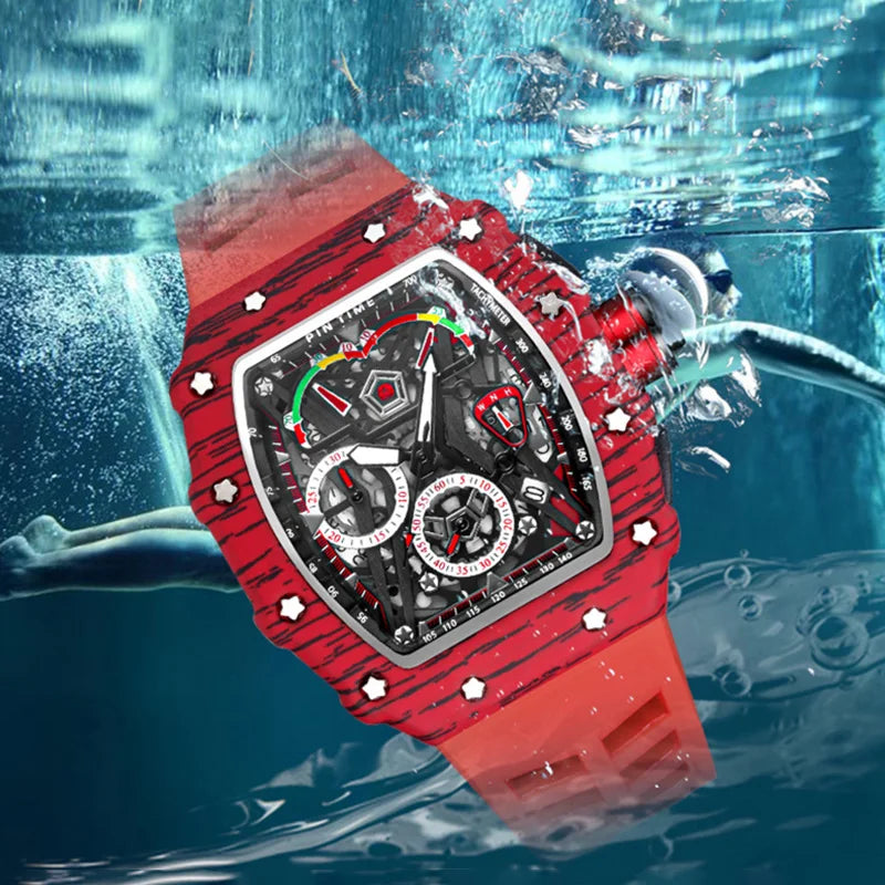 Reloj de marca superior, reloj de pulsera multifuncional de lujo, luminoso, resistente al agua, deportivo, relojes de cuarzo de Hip Hop, reloj Masculino