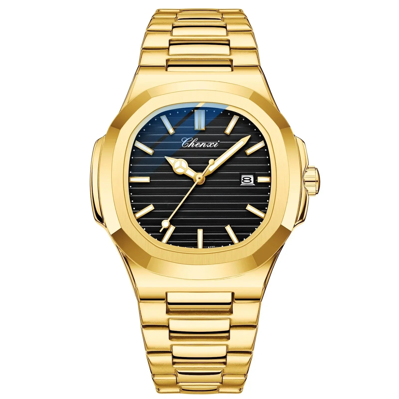 CHENXI, reloj informal para hombre, marca superior, moda, esfera cuadrada, calendario, relojes de pulsera de cuarzo, reloj masculino resistente al agua de acero inoxidable