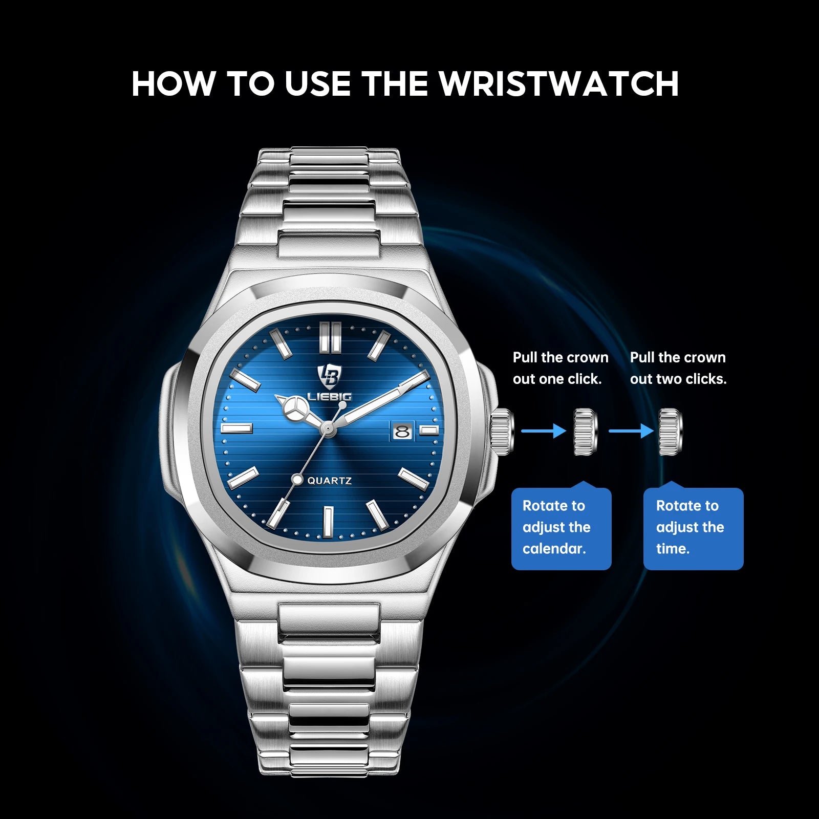 Reloj de cuarzo de lujo LIEBIG para Hombre, Reloj de pulsera resistente al agua de acero inoxidable para negocios, Reloj Simple de moda para Hombre, Reloj para Hombre