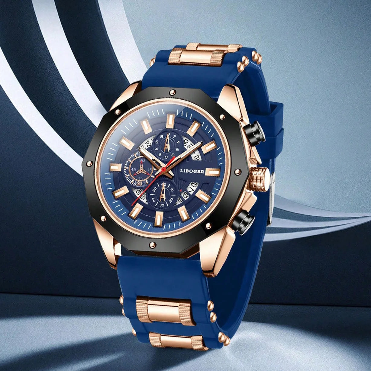 Reloj deportivo de silicona de negocios para hombres, moderno y popular, reloj de pulsera de cuarzo con esfera grande y calendario automático de alta gama para hombres.