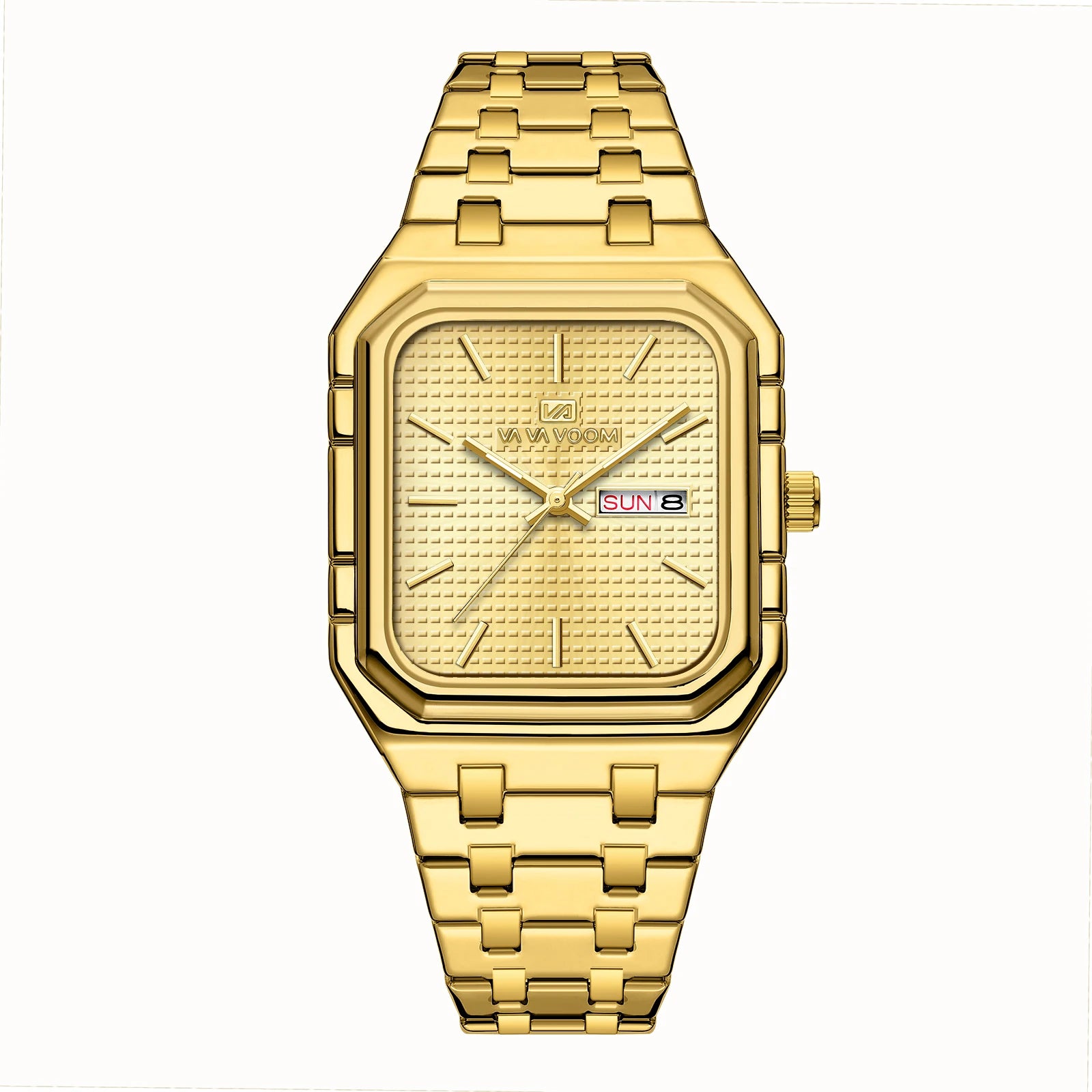 Reloj cuadrado para hombre con correa de acero inoxidable de negocios lujosa y a la moda, relojes de cuarzo con calendario Dual originales en oro azul para hombre