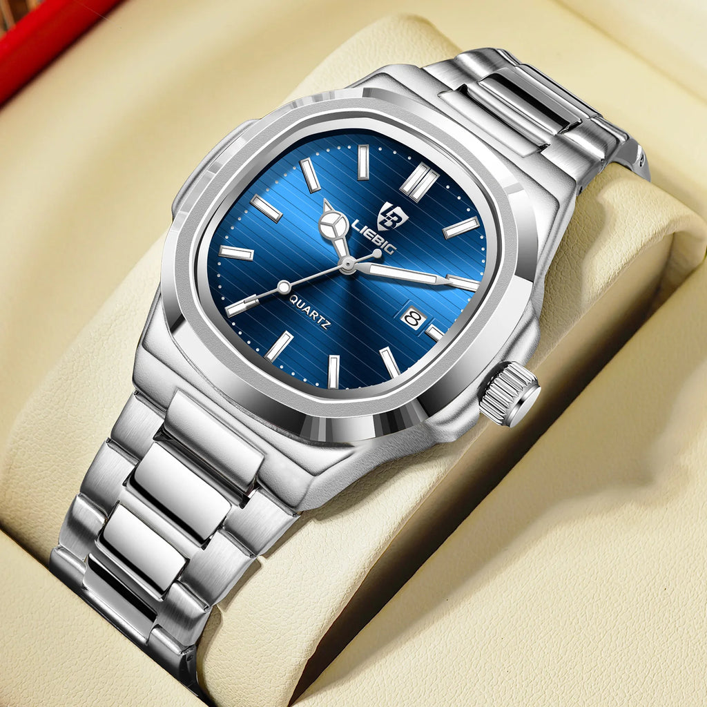 Reloj de cuarzo de lujo LIEBIG para Hombre, Reloj de pulsera resistente al agua de acero inoxidable para negocios, Reloj Simple de moda para Hombre, Reloj para Hombre